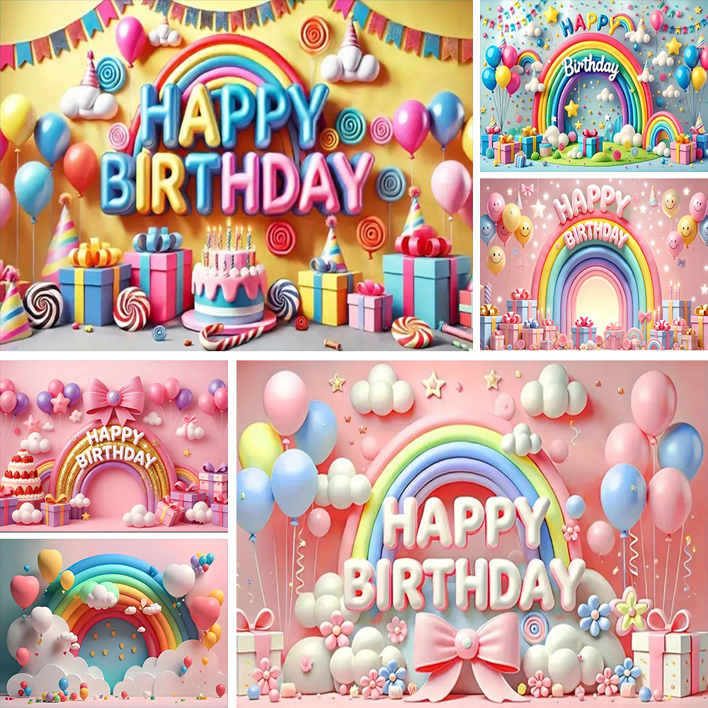 Photography Composition - Colorful Balloon Rainbow Theme Birthday Party