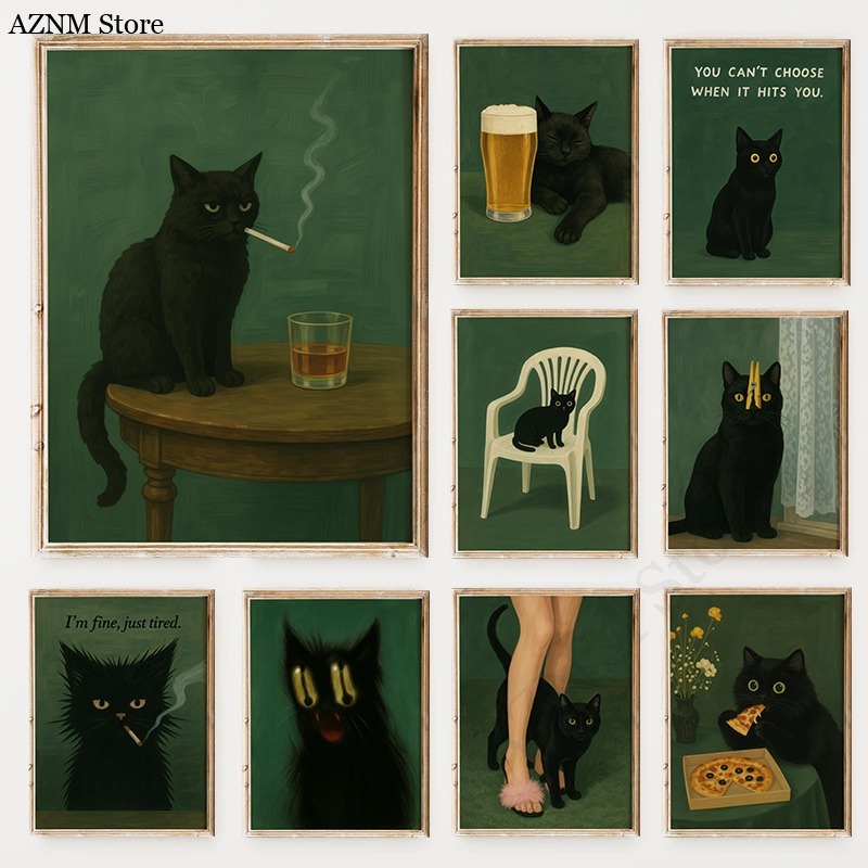 Moody Black Cat Green Backgrou - Photography Jokes incelemesi ve fiyatı