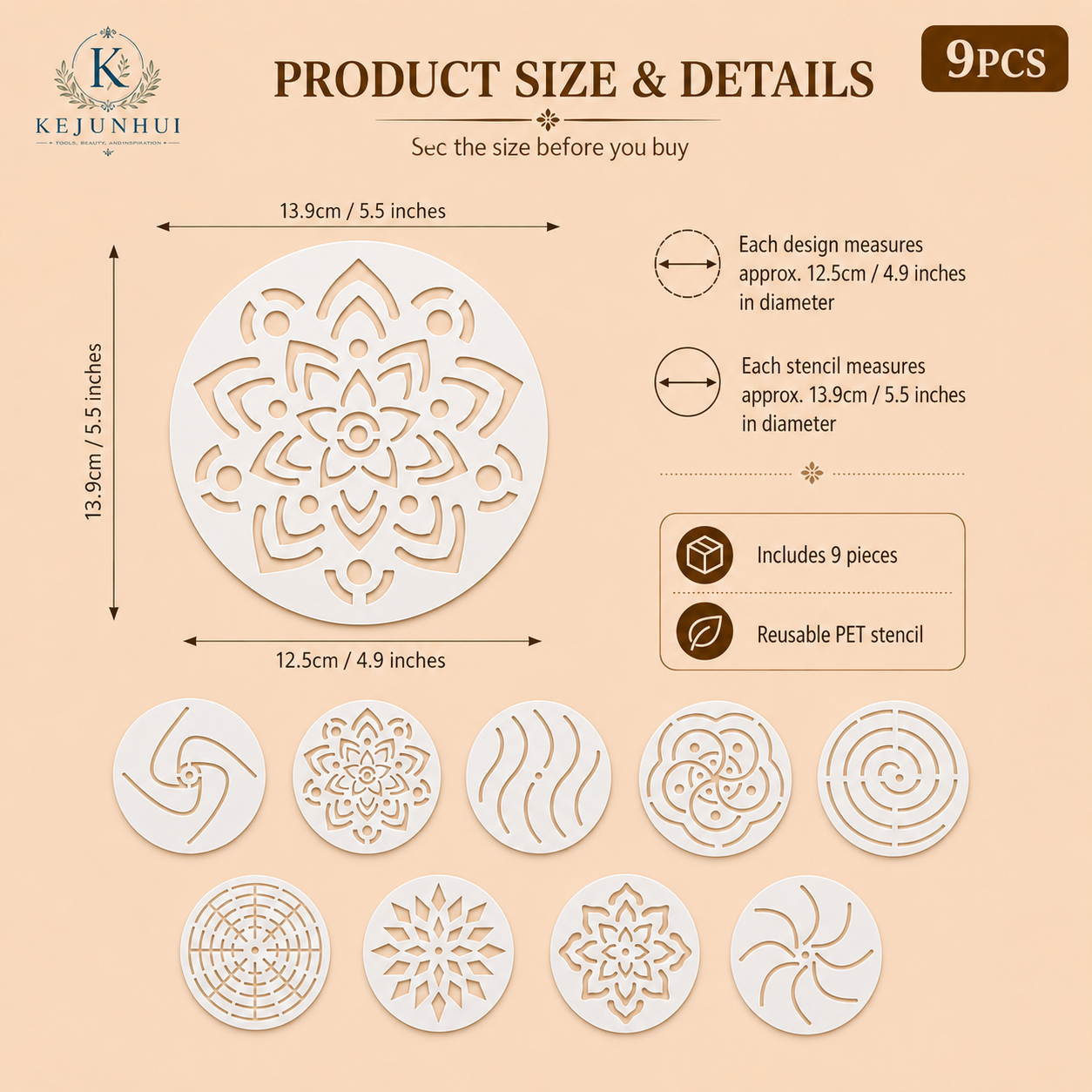 9Pcs 5.5in Round Mandala Stenc - Photography Geometry incelemesi ve fiyatı